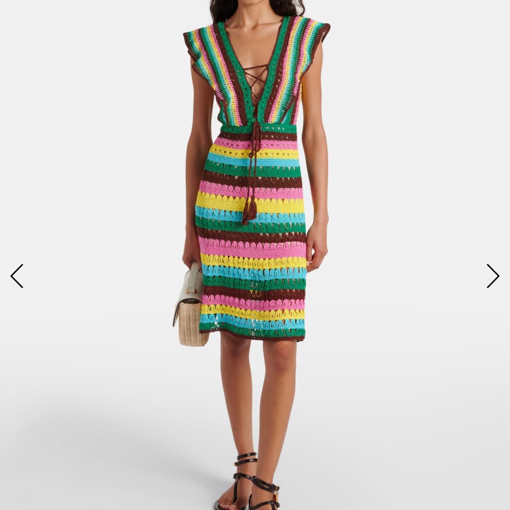 Anna Kosturova Colorful Striped Crochet Dress